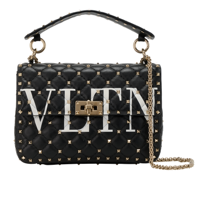 Rockstud, &pound;1,110, Handbags, Black, Leather, Front view